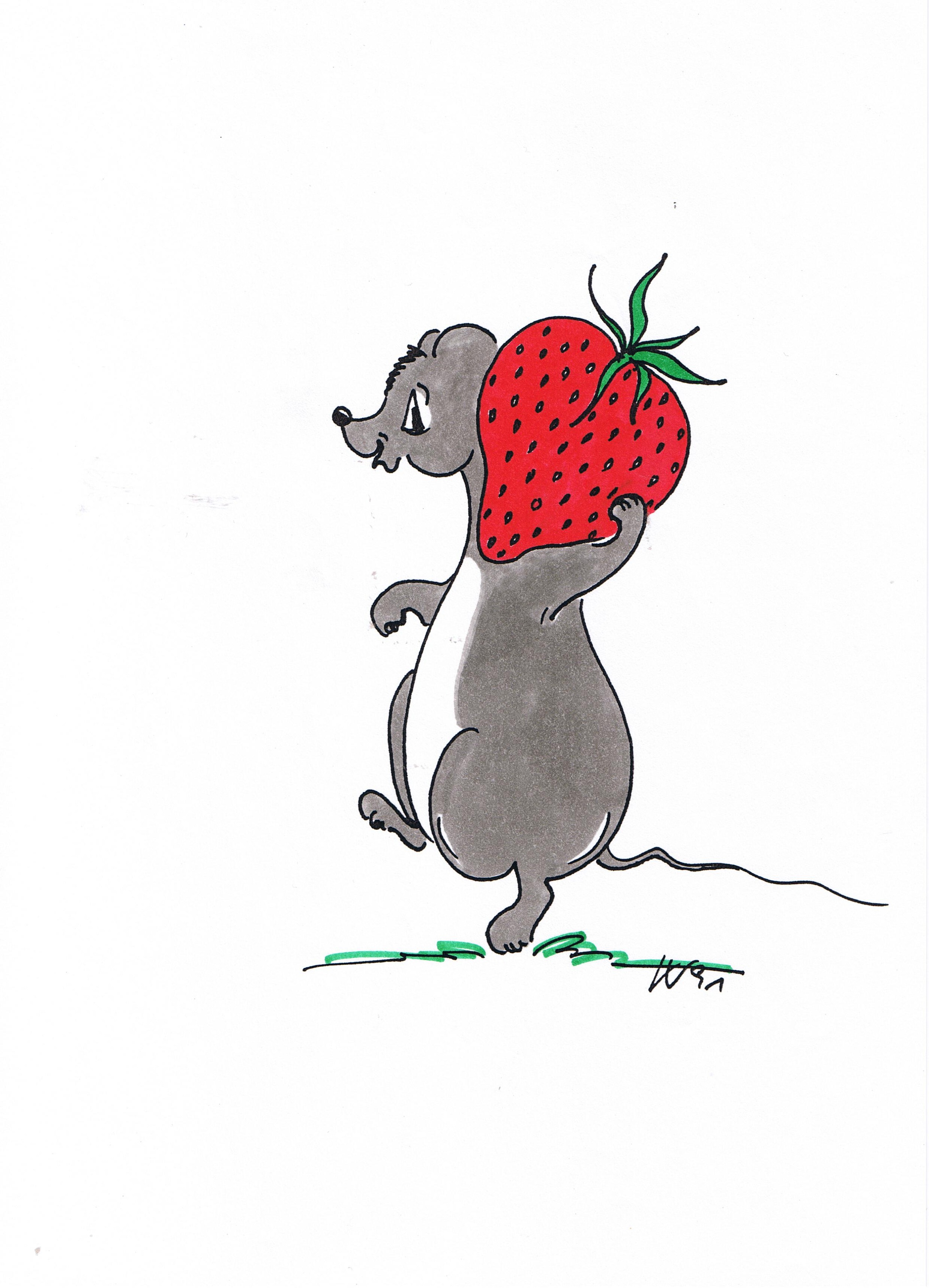 Veronica-Waldburg-Zoolaloo-Maus-mit-Erdbeere